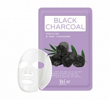 Маска для лица с экстрактом угля ME Black Charcoal Sheet Mask, 25 г | Yu.r